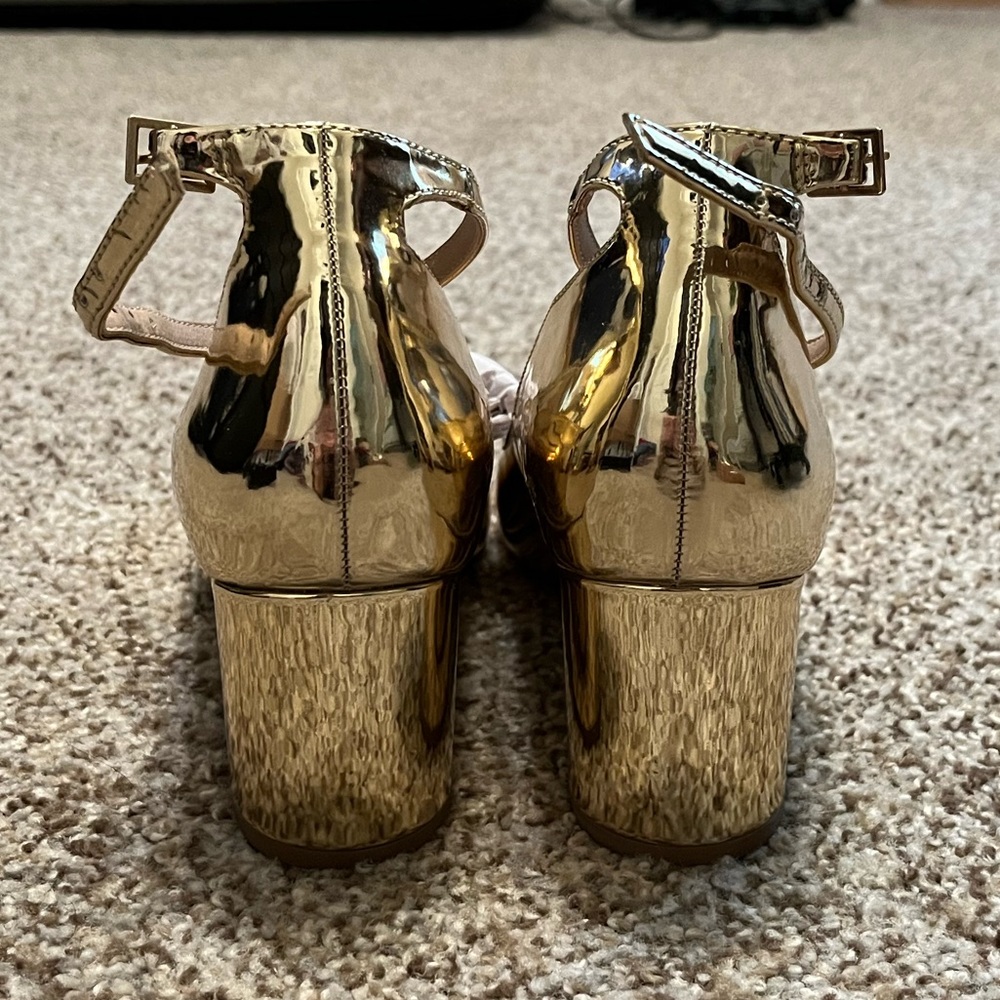 ASOS Gold ankle strap heels